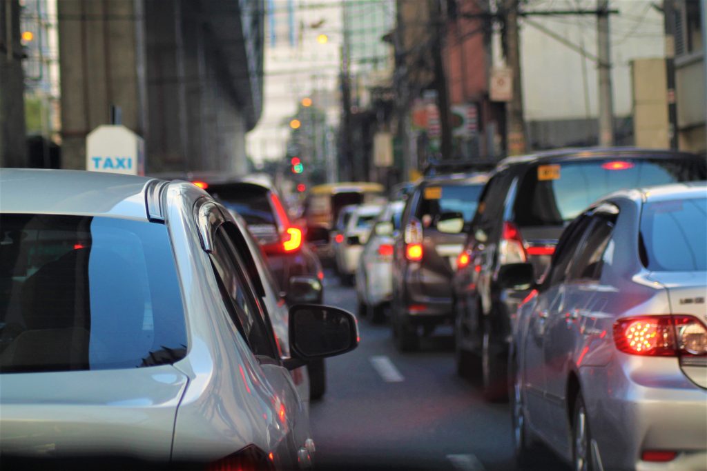 Cars in traffic jam